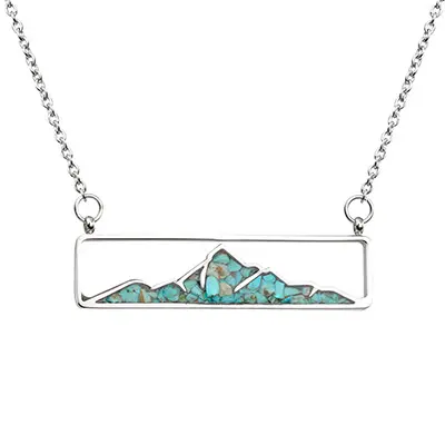 Horizontal Mountain Bar Inlay Necklace
