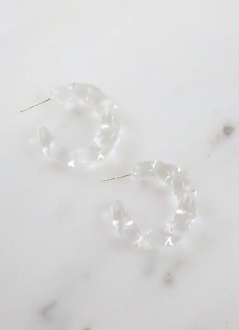 Howard Twisted Resin Hoop Earring Clear