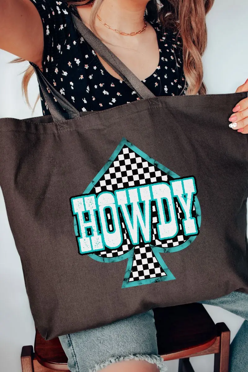 Howdy Checkered Spades Canvas Jumbo Tote
