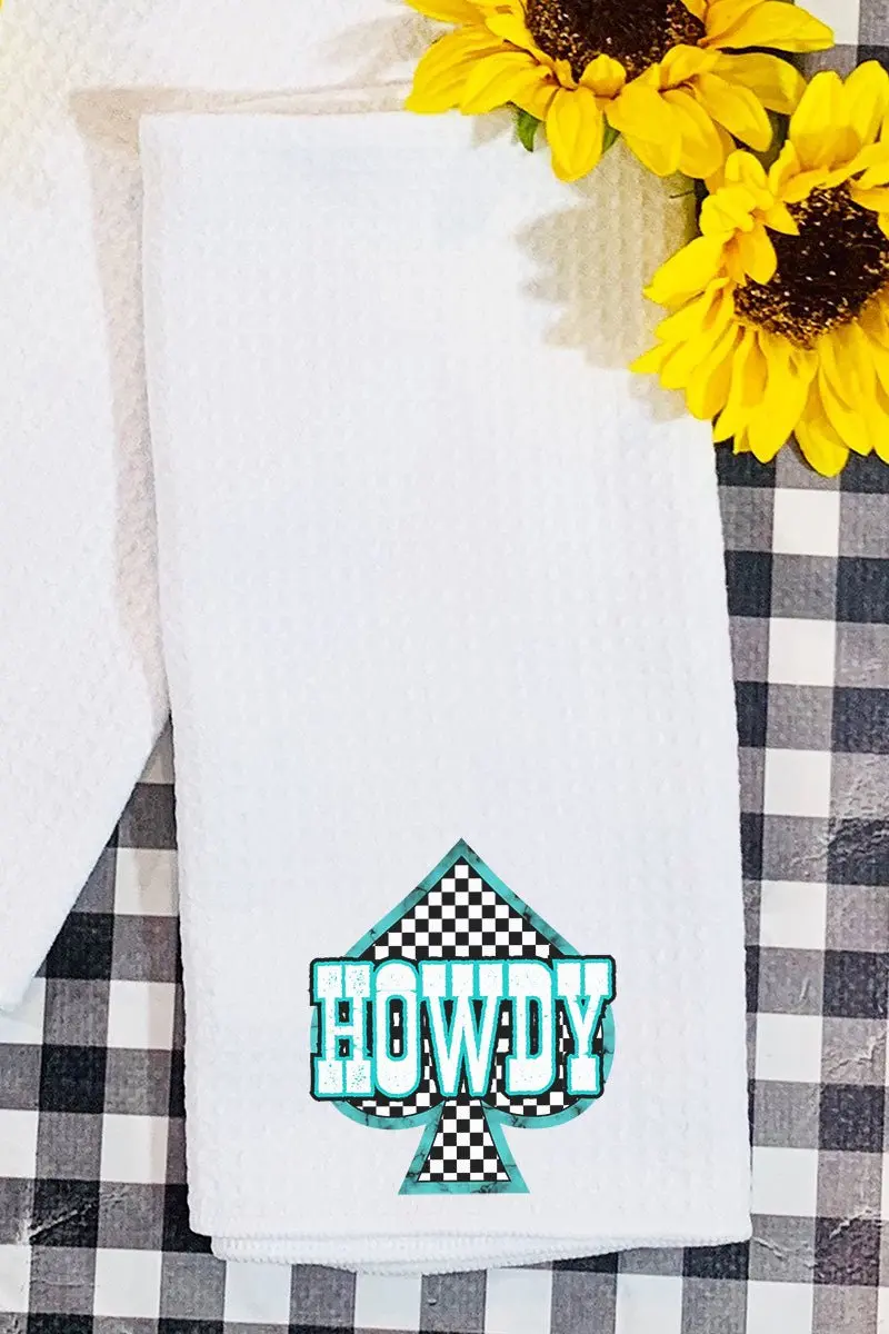 Howdy Checkered Spades Waffle Kitchen Towel