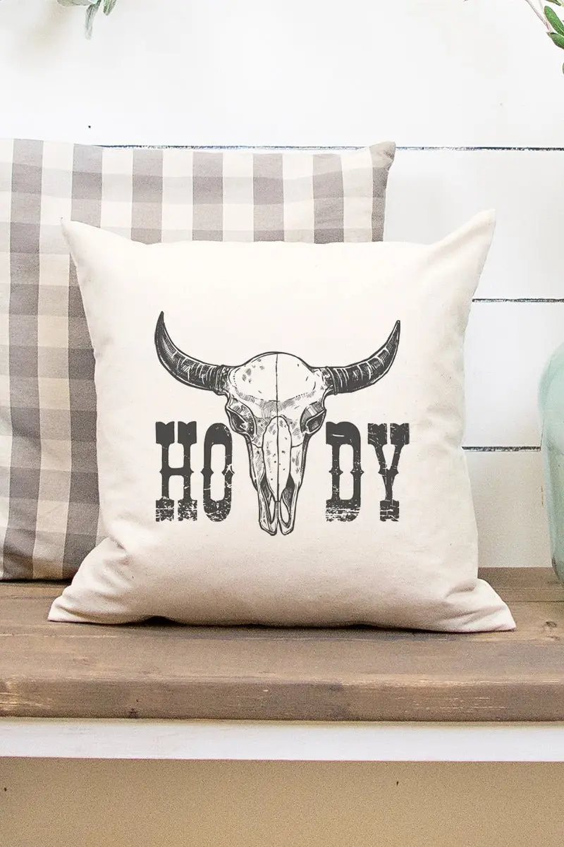 Howdy Steer Decorative Pillow Cover