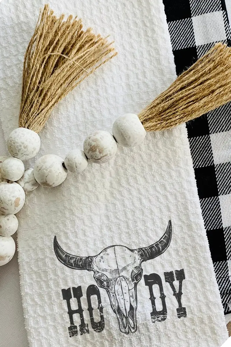 Howdy Steer Waffle Kitchen Towel