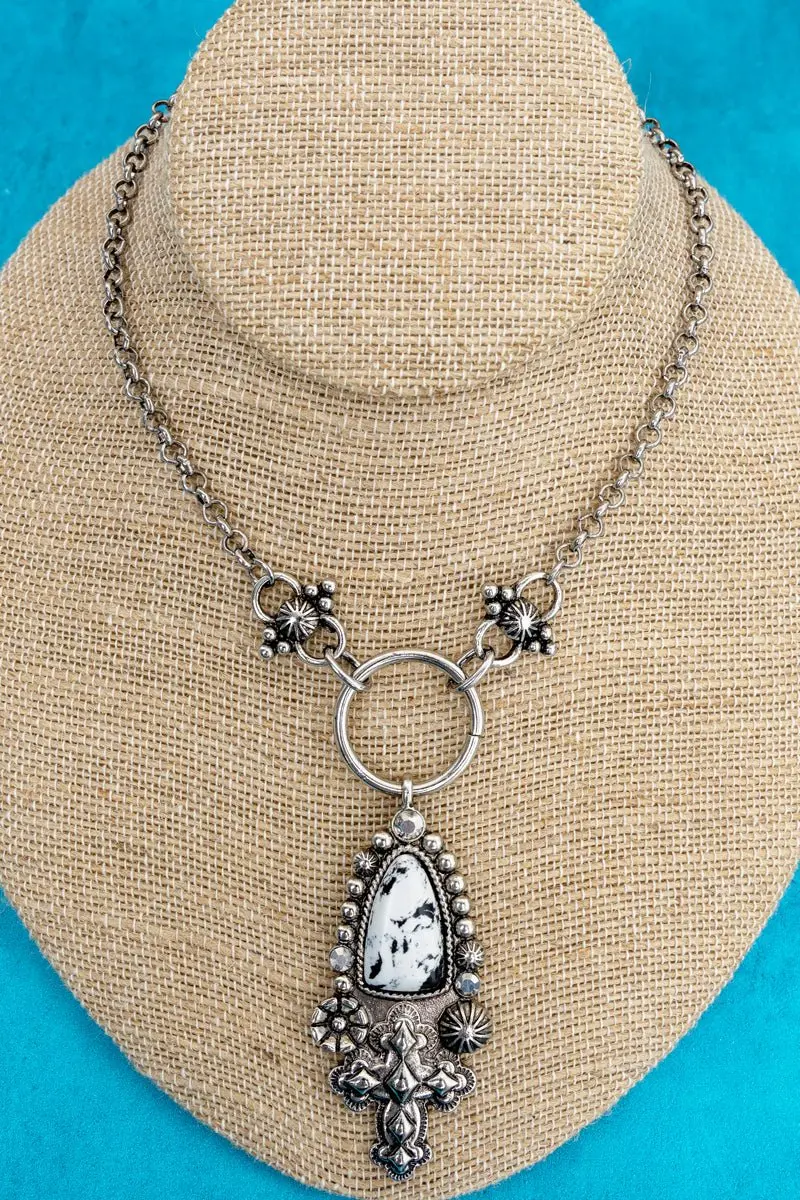 Howlite Desert Grace Silvertone Necklace
