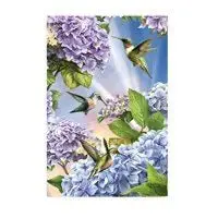 Hummingbirds and Hydrangeas Suede Garden Flag