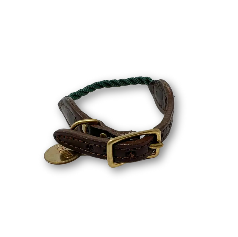 HUNTER GREEN ROPE CAT & DOG COLLAR