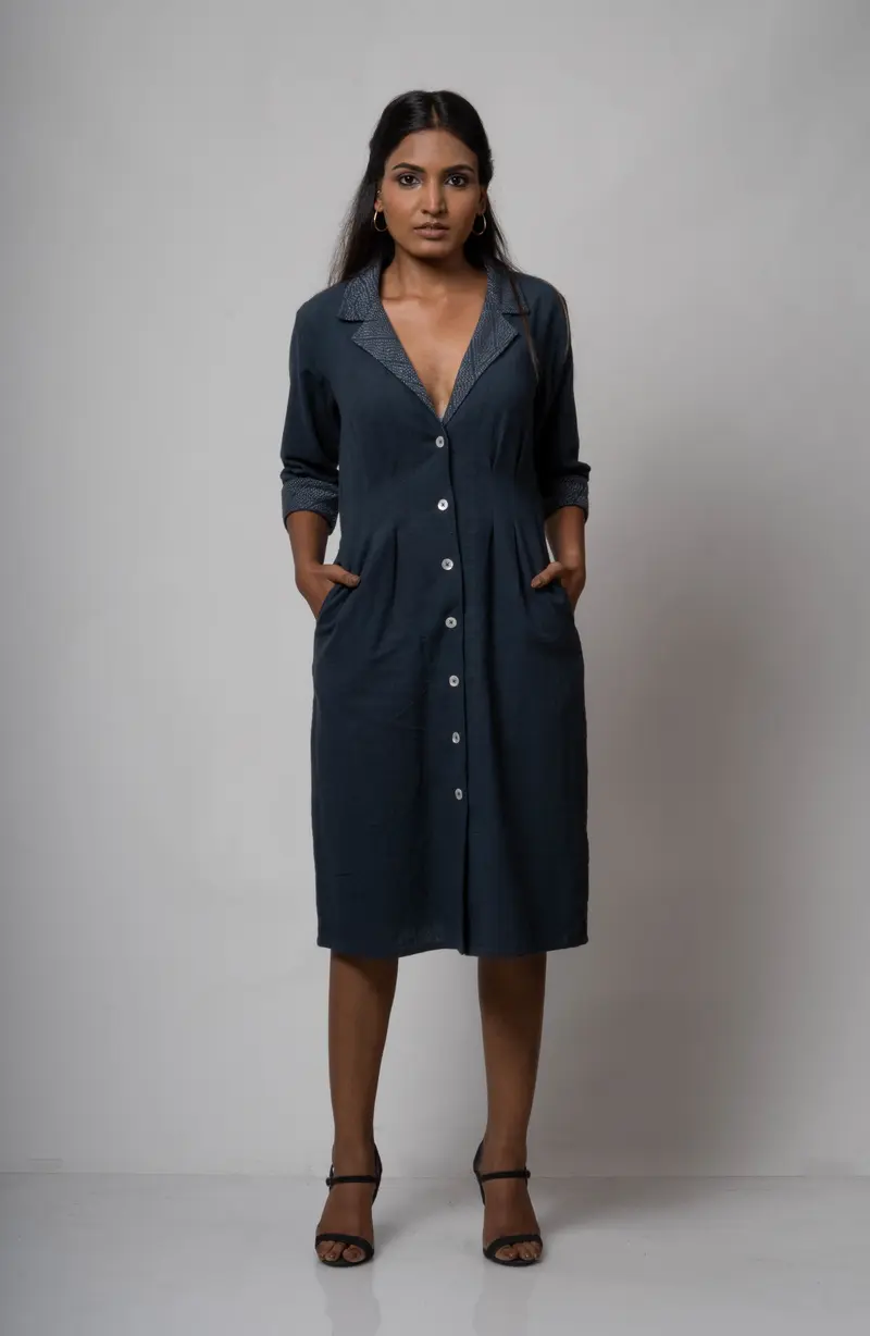 Inverted Charcoal Midi Dress