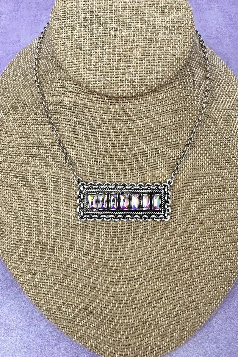 Iridescent Galveston Glow Silvertone Necklace