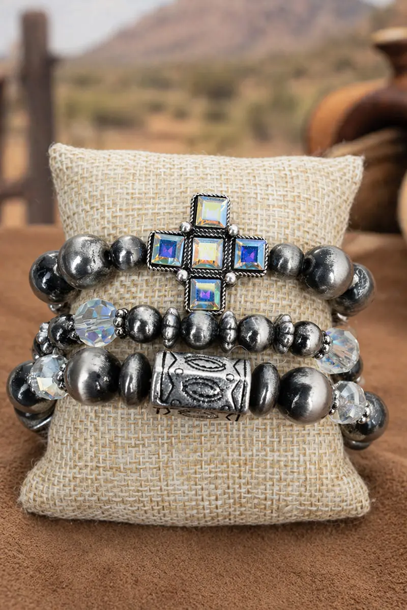 Iridescent Gritstone Grace Beaded Bracelet Set