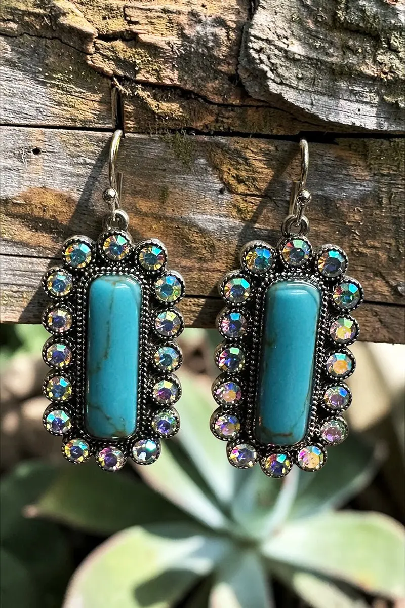 Iridescent & Turquoise Salina Silvertone Earrings