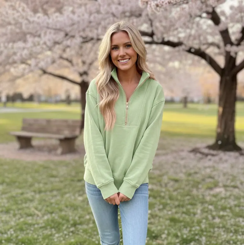 Isabella Half Zip Pullover Spring JadyK - Green - FINAL SALE