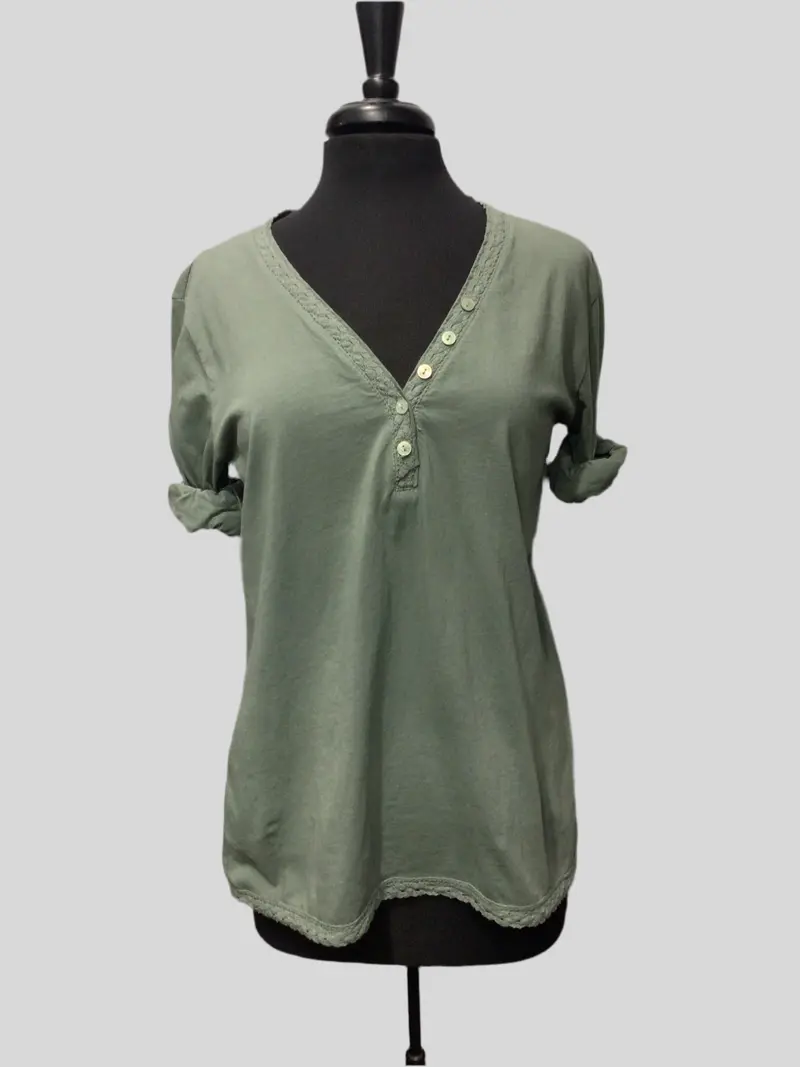 Italian Cotton Lace Trimmed Tee