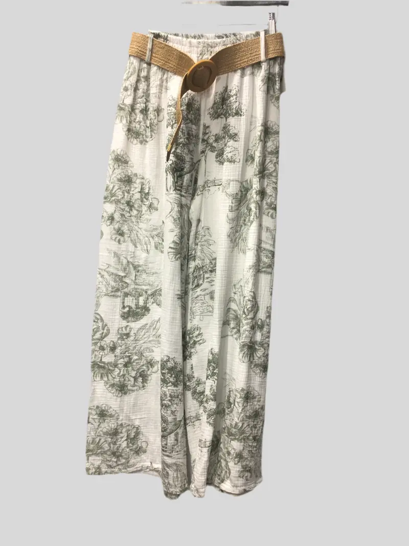 Italian Printed Wide Leg Pants