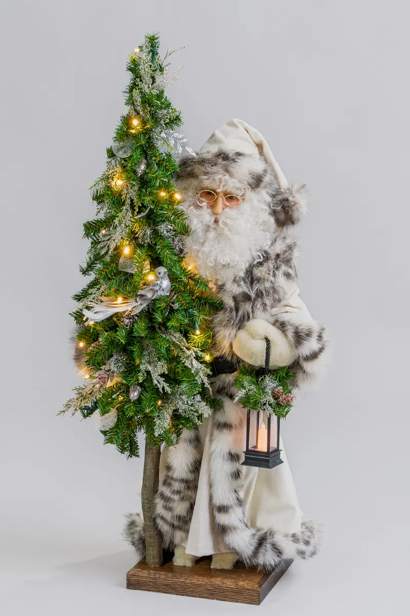 Ivory Snow Leopard Father Christmas, 29"