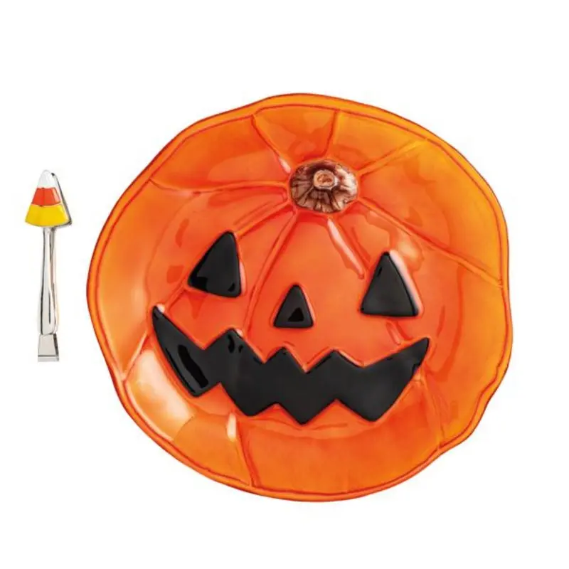 JackO-Lantern Glass Platter Set by Mud Pie