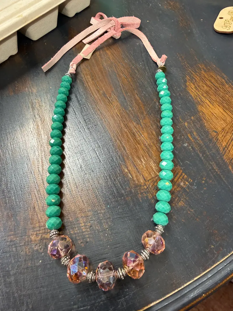 Jade/Pink Beaded Necklace - PREORDER