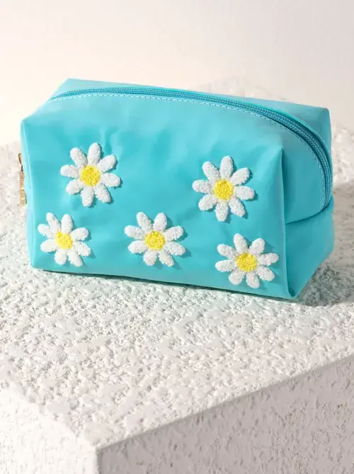 Joy Daisy Zip Pouch, Turquoise - Turquoise