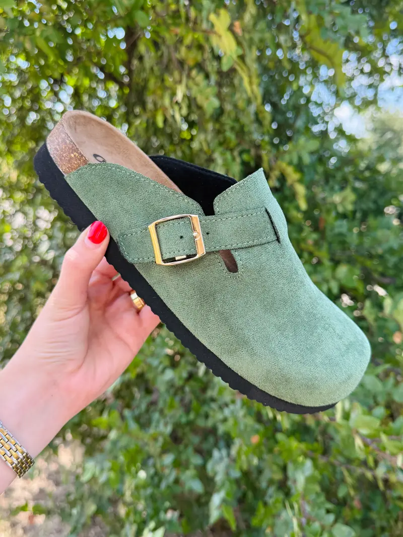 Juniper Suede Clog - Forest Green