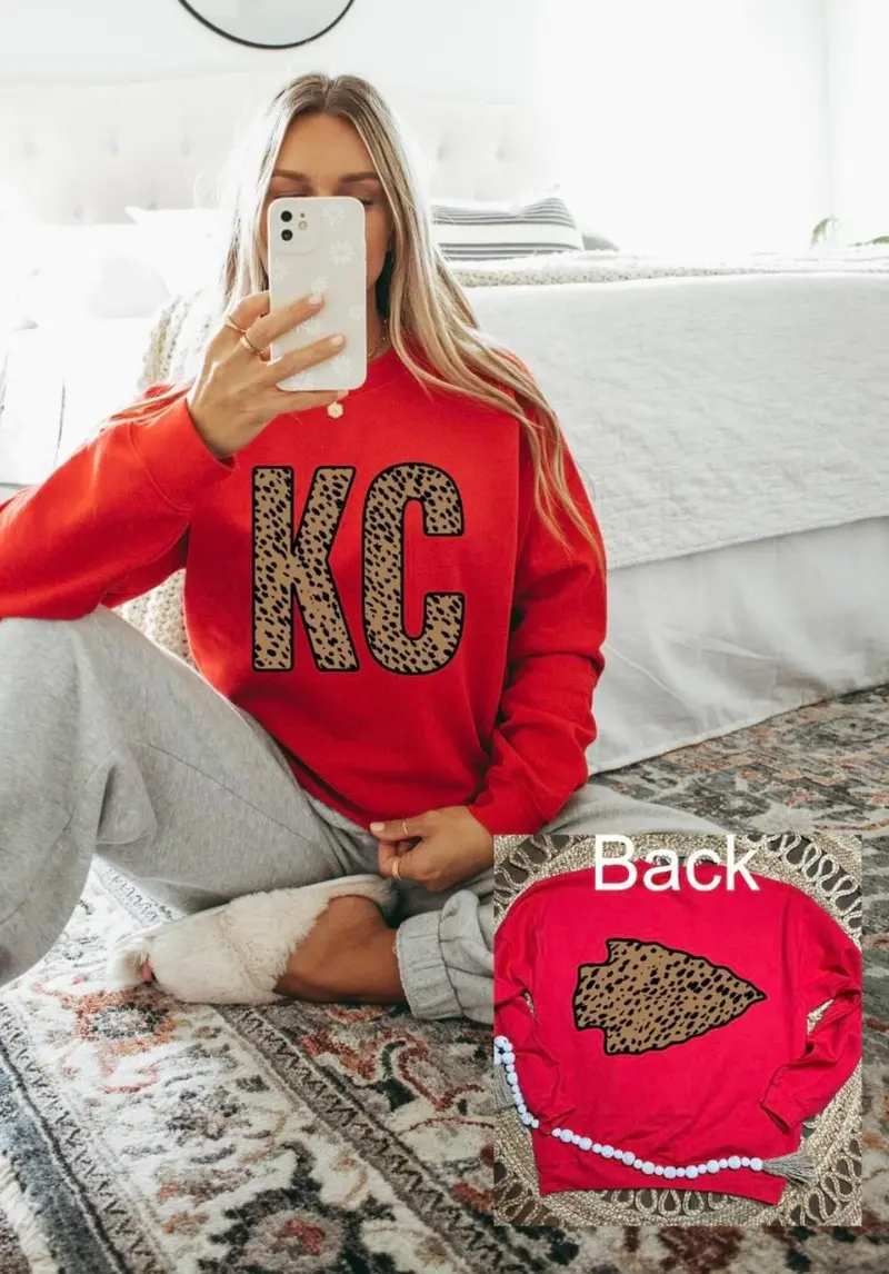 KC Front Arrow Back Leopard -Red