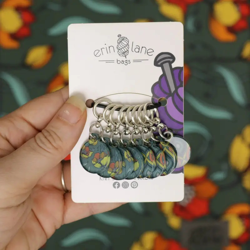Knitting Stitch Marker Set in Fire Flowers