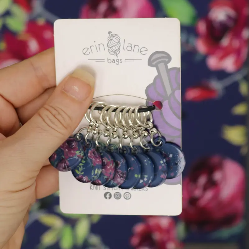 Knitting Stitch Marker Set in Garnet Terrace