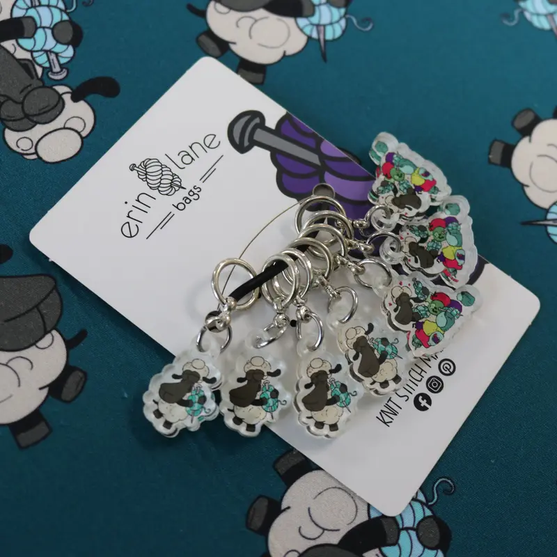 Knitting Stitch Marker Sets in Bag Buddies Sheeple
