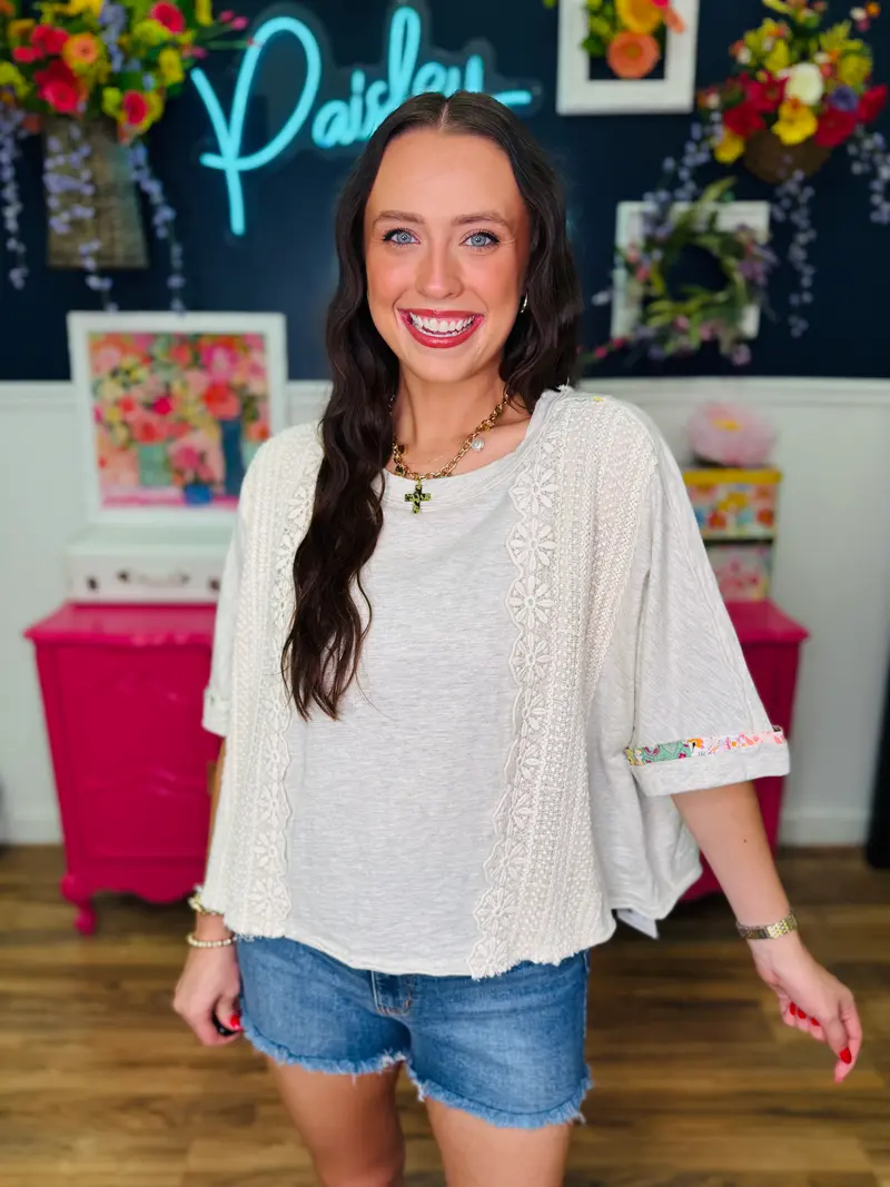 Lace Me Away Top - Cream