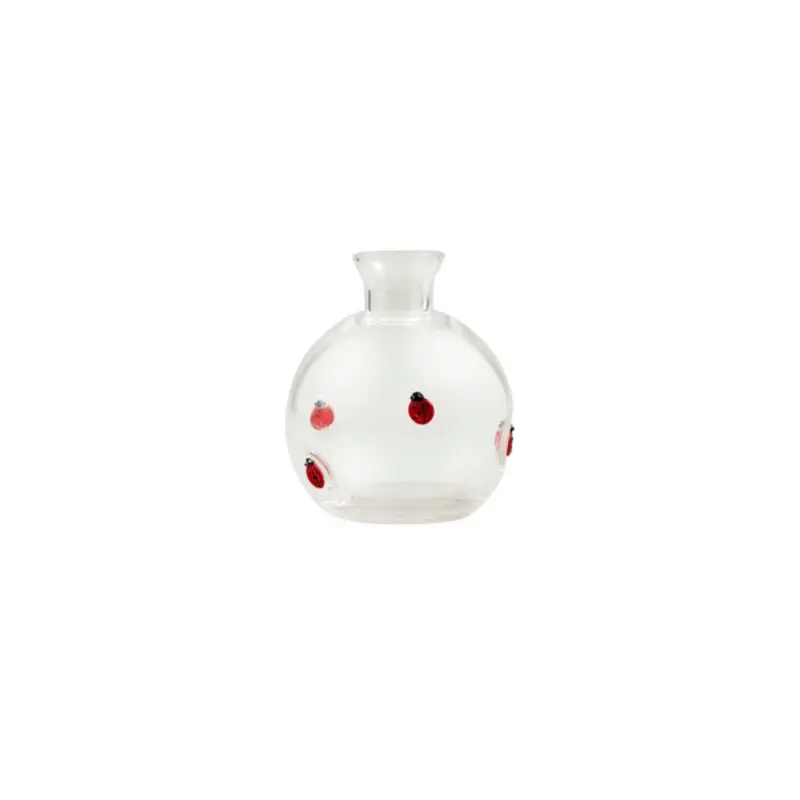 Lady Bug Glass Inlay Vase