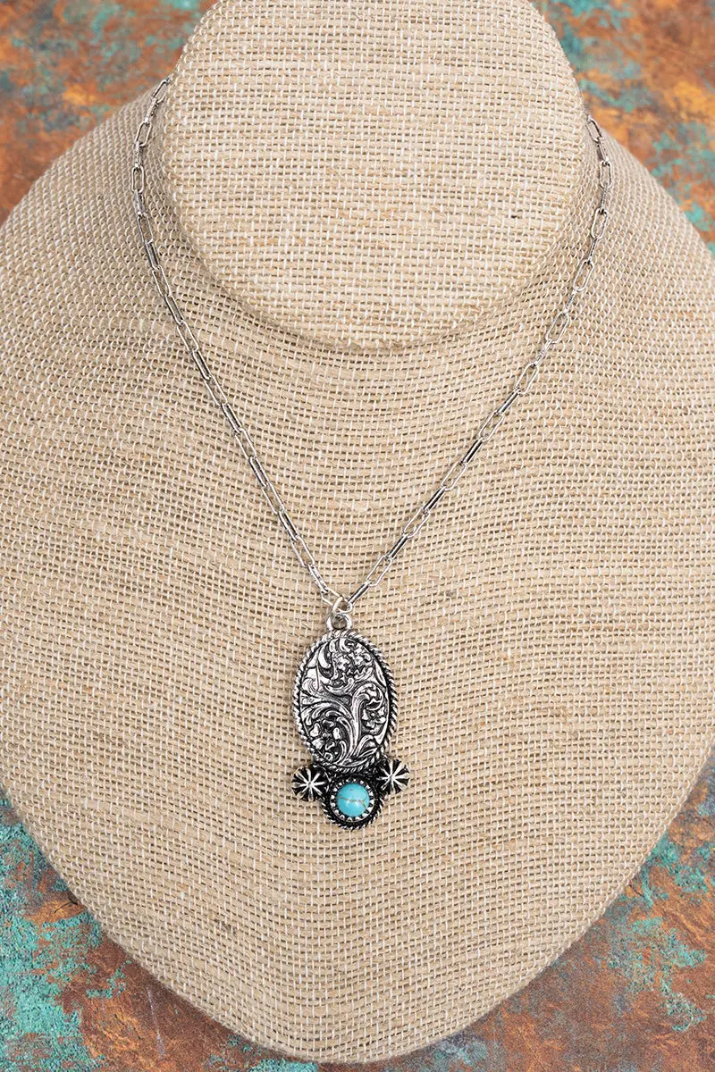 Laredo Lily Turquoise & Silvertone Necklace