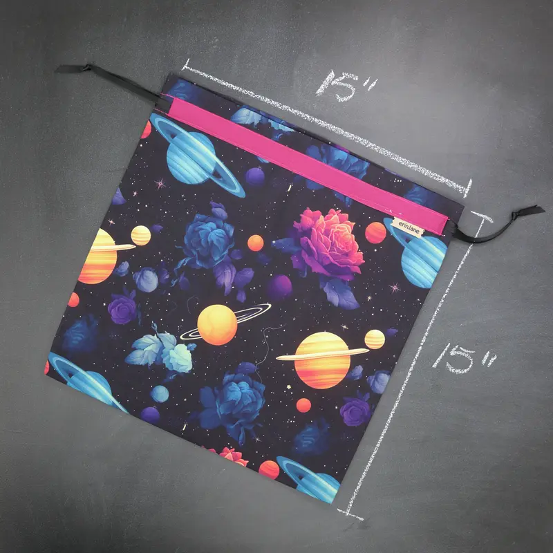 Large Drawstring Bag in Botancial Orbit