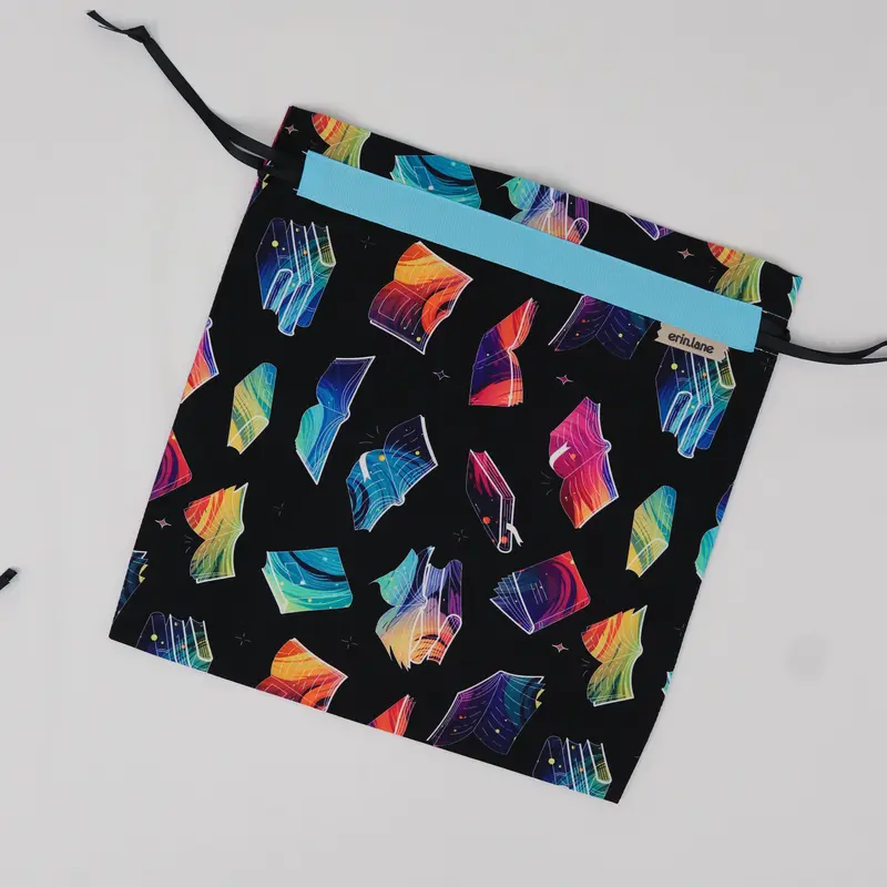 Large Drawstring Bag in Ink and Ether