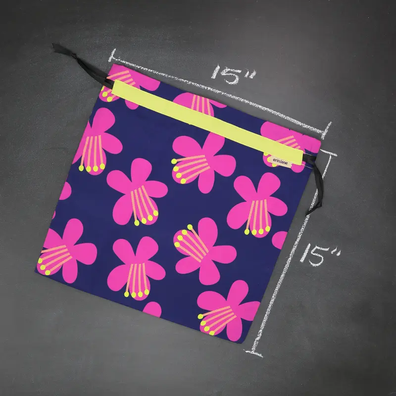 Large Drawstring Bag in Midnight Swim