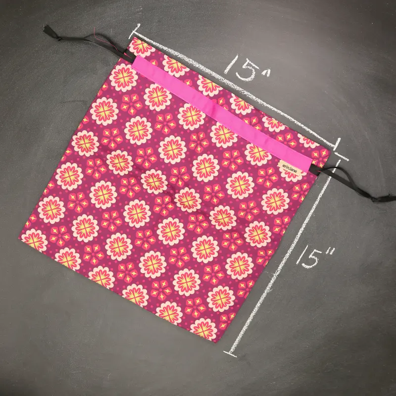 Large Drawstring Bag in Rose Petal Prisms