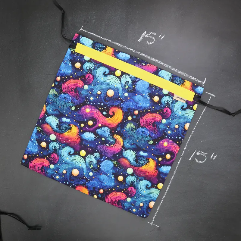 Large Drawstring Bag in Technicolor Twilight