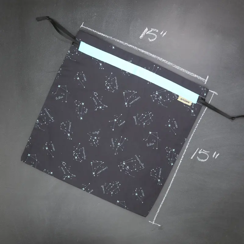 Large Drawstring Bag in Tides and Constellations