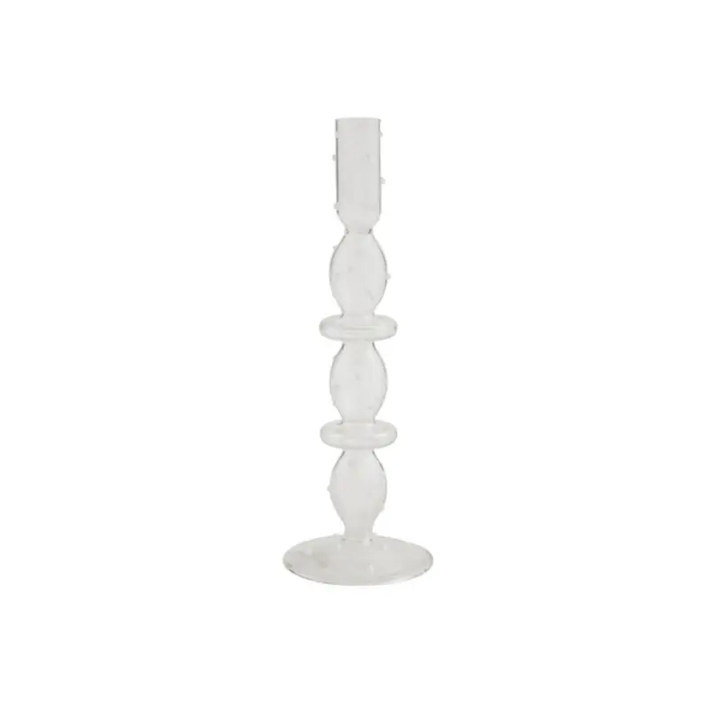 Large Glass Dot Candlestick Holder