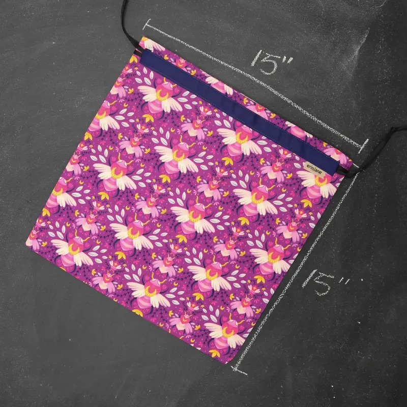 Large Project Bag in Fuchsia Bees