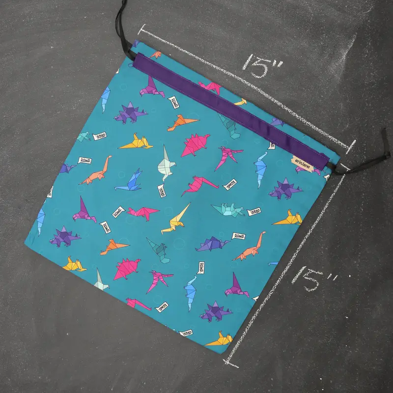 Large Project Bag in Origami Dinos