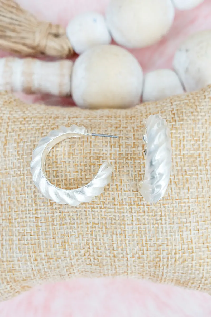 Last Call Lounge Matte Silvertone Hoop Earrings