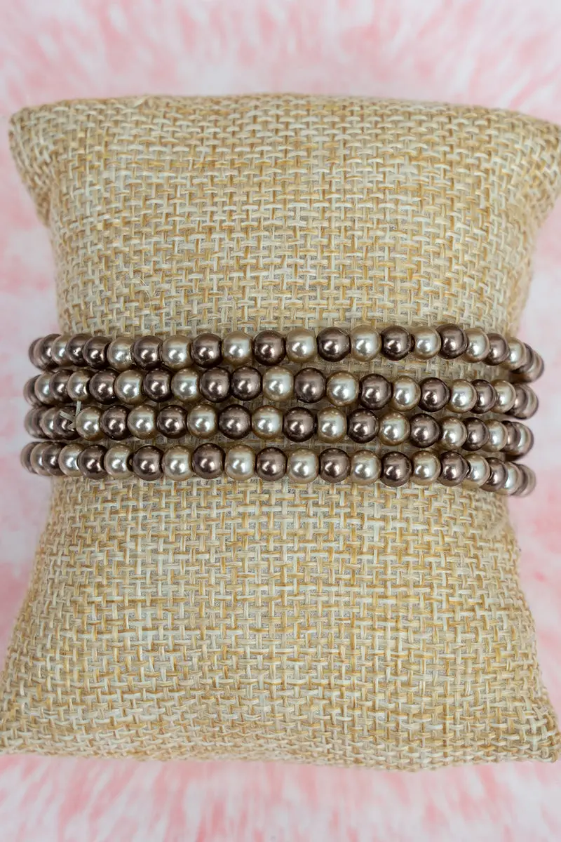 Late Night Luxe Coffee Pearl Bracelet Set