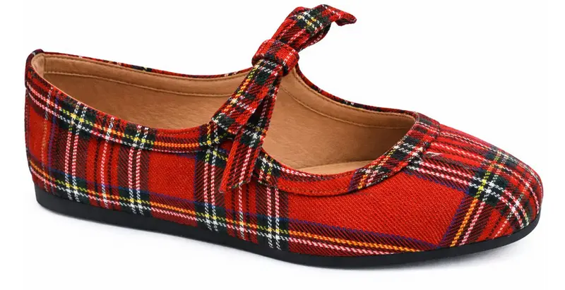Layover Red Plaid Flats by Corkys