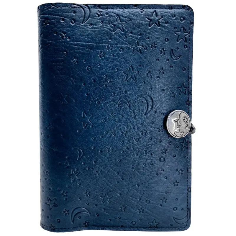 Leather Refillable Journal Notebook, Moon & Stars