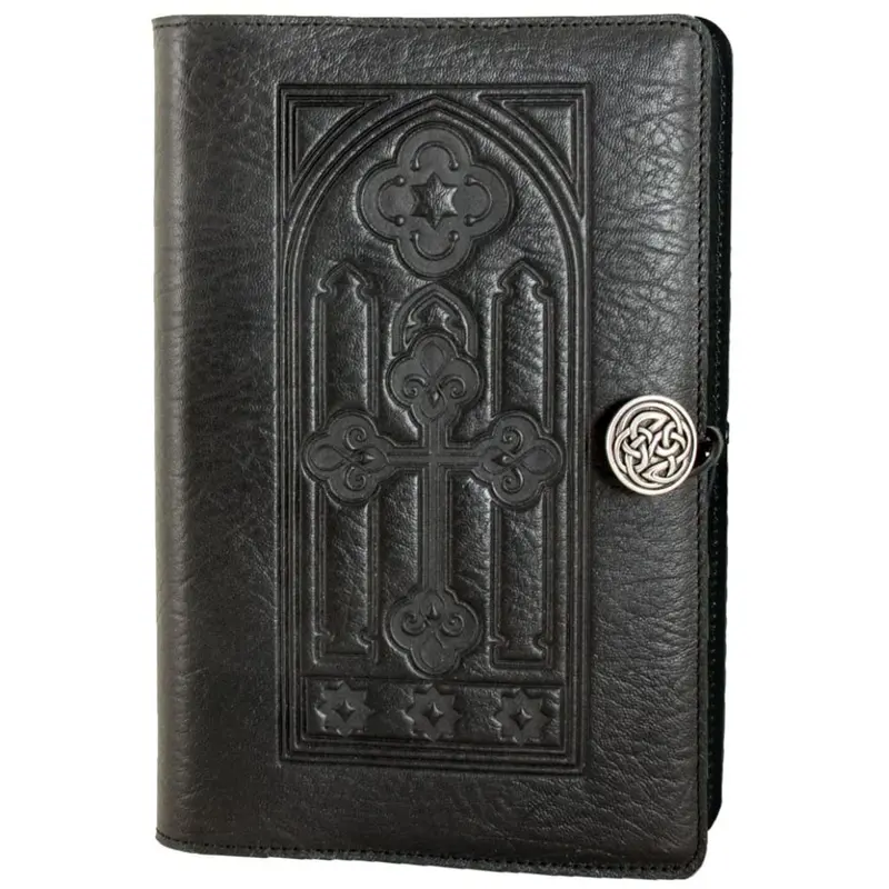 Leather Refillable Journal Notebook, Stained Glass