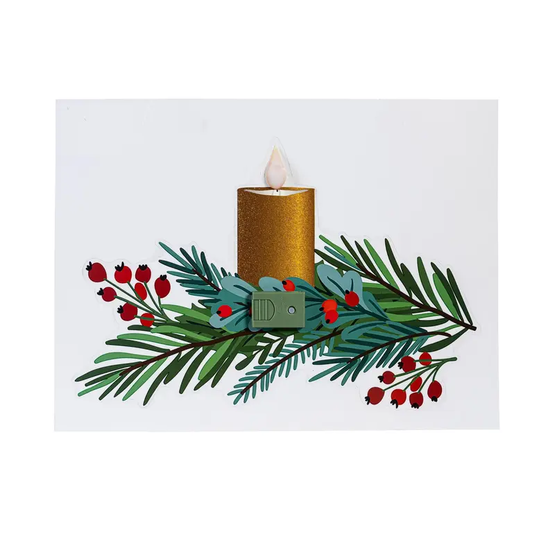 LED Candle with Greenery Decal