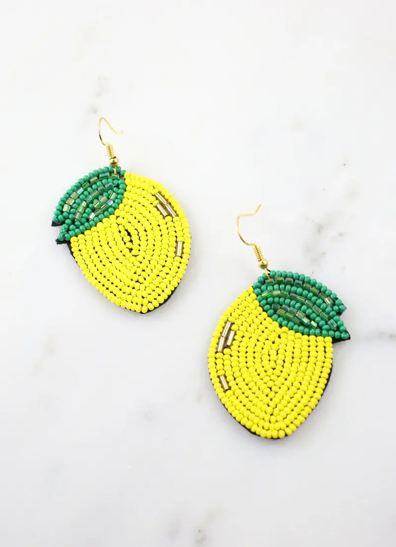 Lemon Twist Beaded Earring Yellow