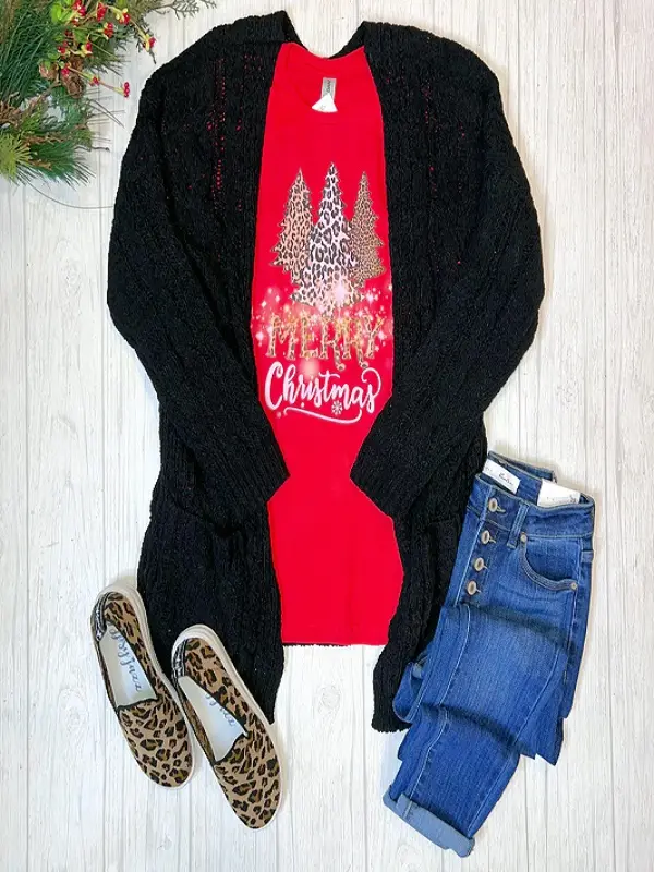 Leopard Merry Christmas Tee