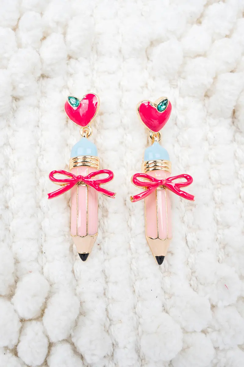 Lesson in Style Pink Pencil Earrings