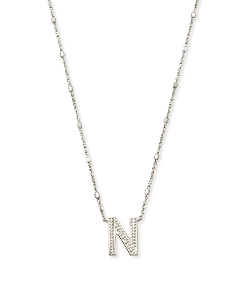 Letter N Pendant Necklace in Silver