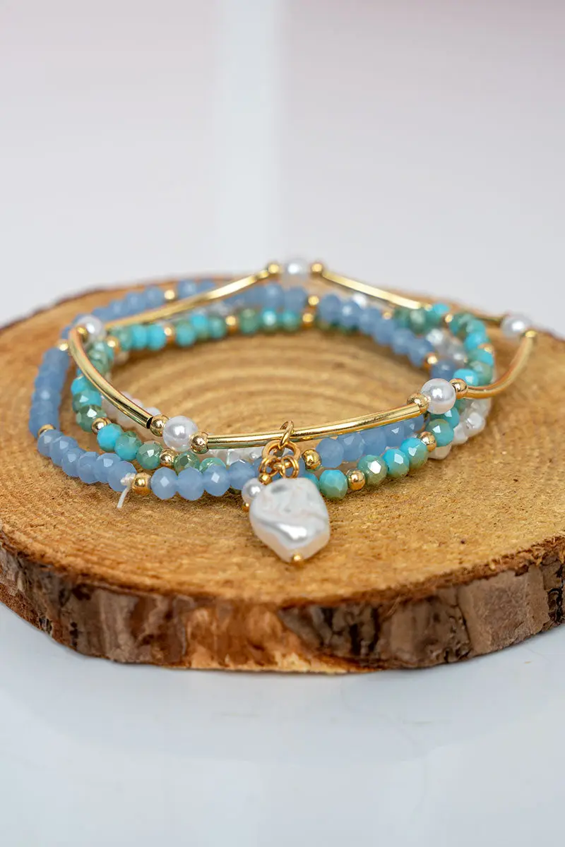 Light Blue Boardwalk Beads Bracelet Set