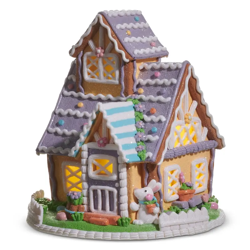 Lighted Easter Glow Gingerbread Cottage 11 in