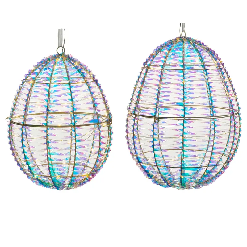 Lighted Hanging Mylar Eggs 20.5 in